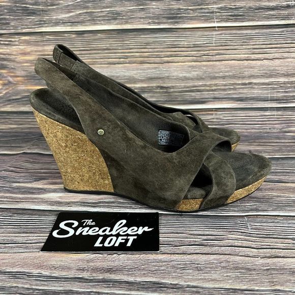 Ugg Hazel II Strappy Brown Suede Women's Wedges - Picture 1 of 8